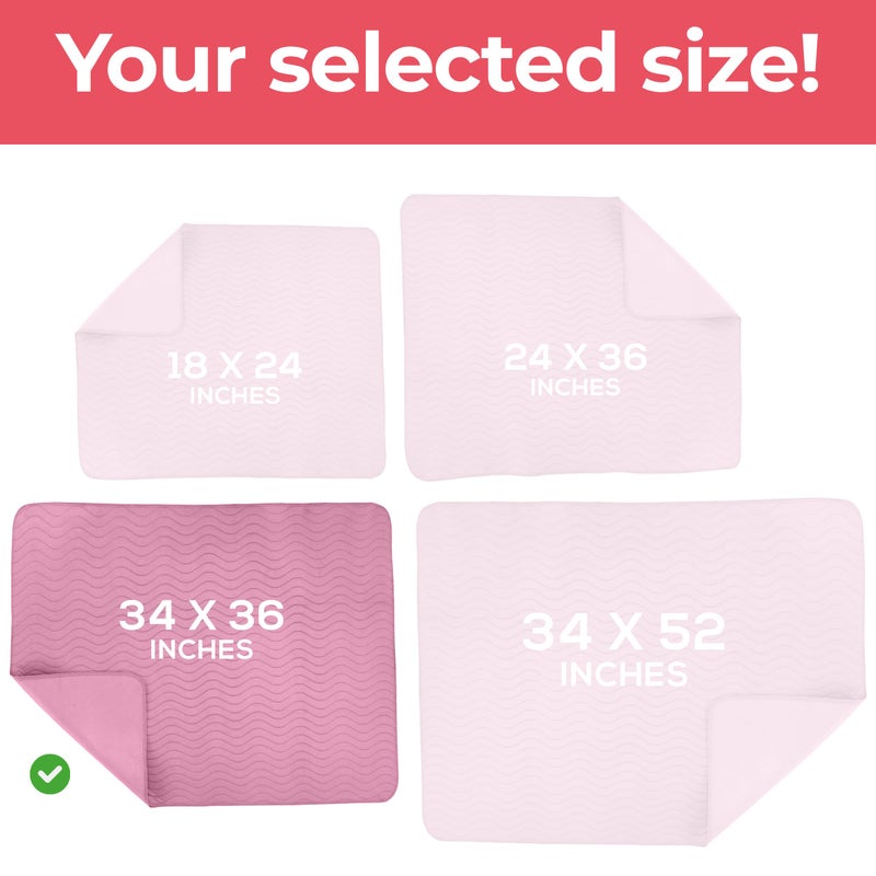 Utopia Bedding Washable Underpads 34" x 36" (Pack of 4), Waterproof Reusable Heavy Absorbency Incontinence Bed Pads for Adults, Kids, Elderly and Pets, Bedwetting Pads for Sofa and Couch (Pink) - Image 4
